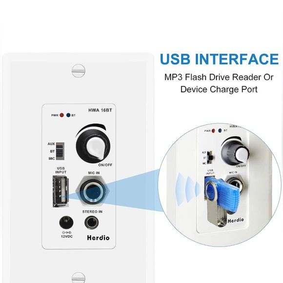 Herdio in Wall Audio Control Amplifier Receiver Sound Systems Home Theater - Picture 6 of 8